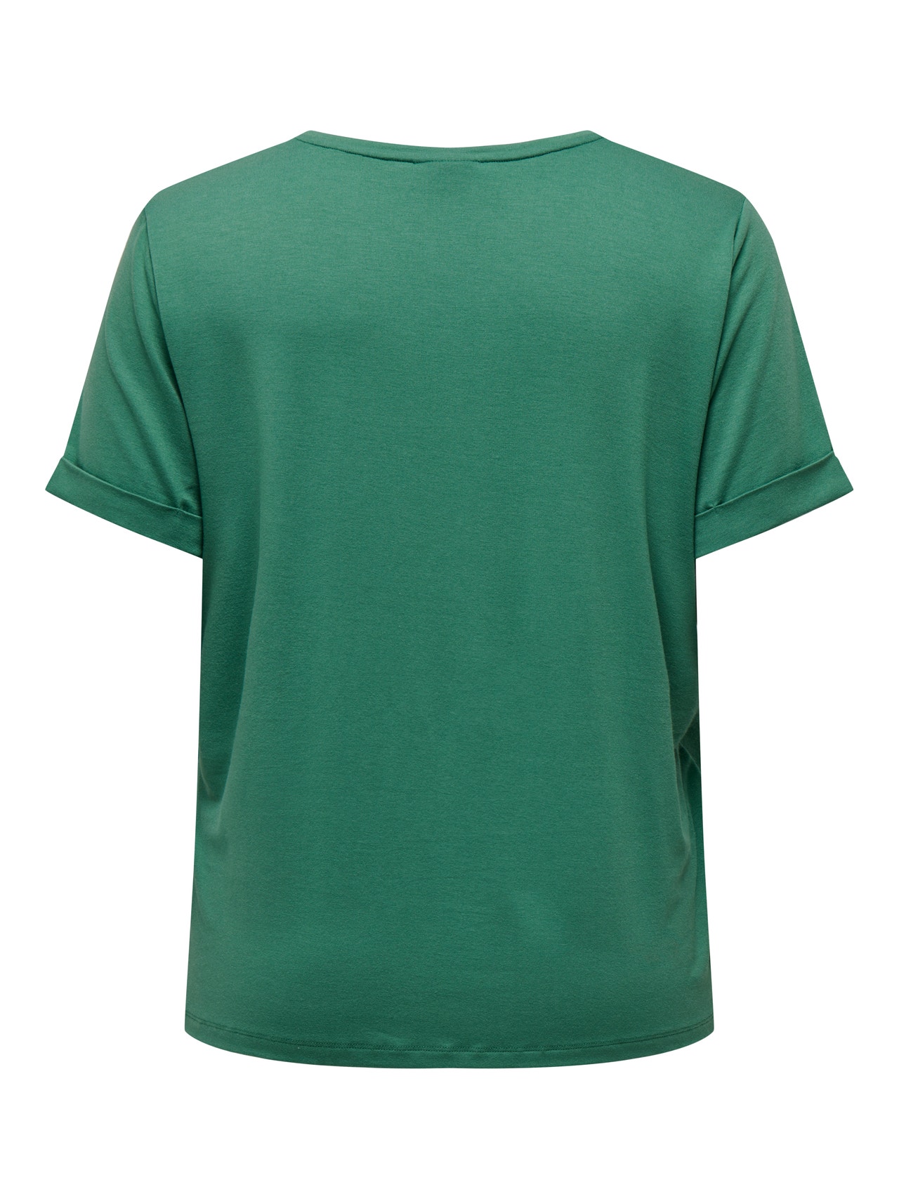 ONLY Regular Fit O-Neck Fold-up cuffs T-Shirt -Bottle Green - 15238147