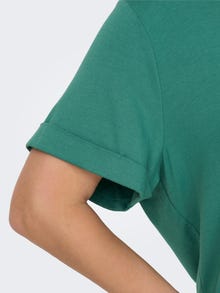 ONLY Normal geschnitten Rundhals Umgeschlagene Ärmelbündchen T-Shirt -Bottle Green - 15238147