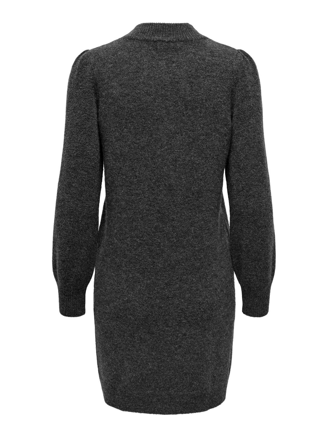 ONLY Höghalsad Stickad klänning -Dark Grey Melange - 15238237