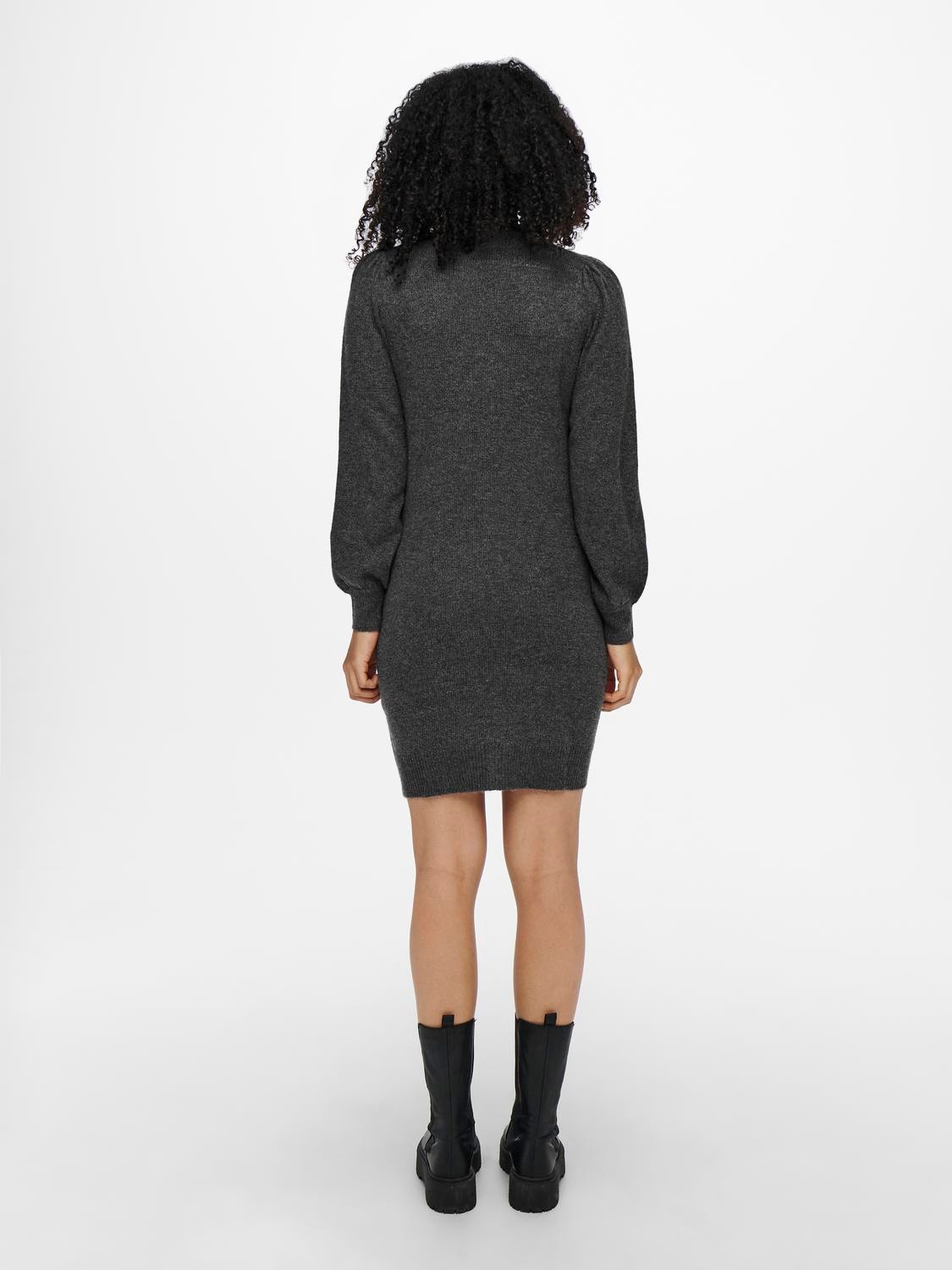 ONLY High neck Knitted Dress -Dark Grey Melange - 15238237