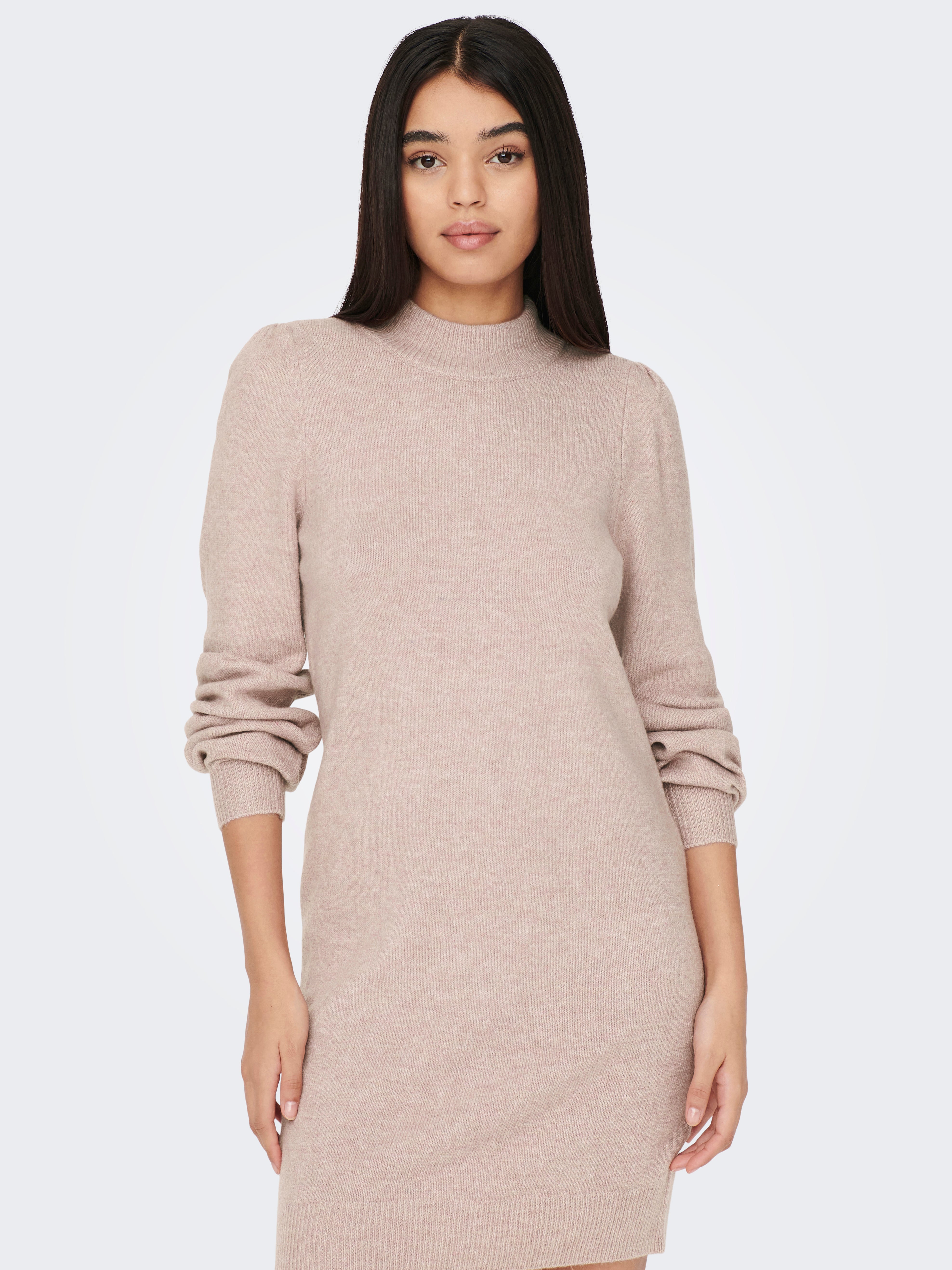 High neck Knitted Dress | Medium Rose 