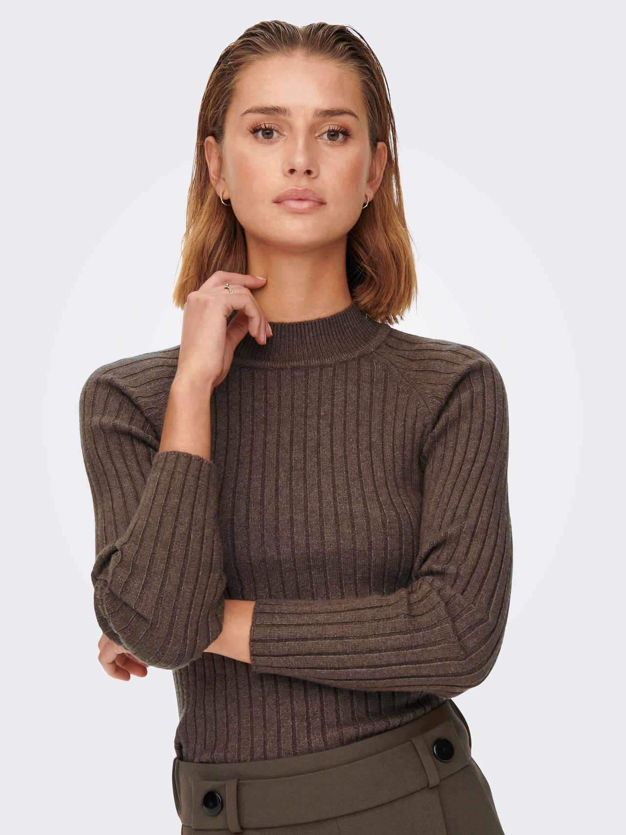 ONLY High neck Pullover -Chocolate Brown - 15238267