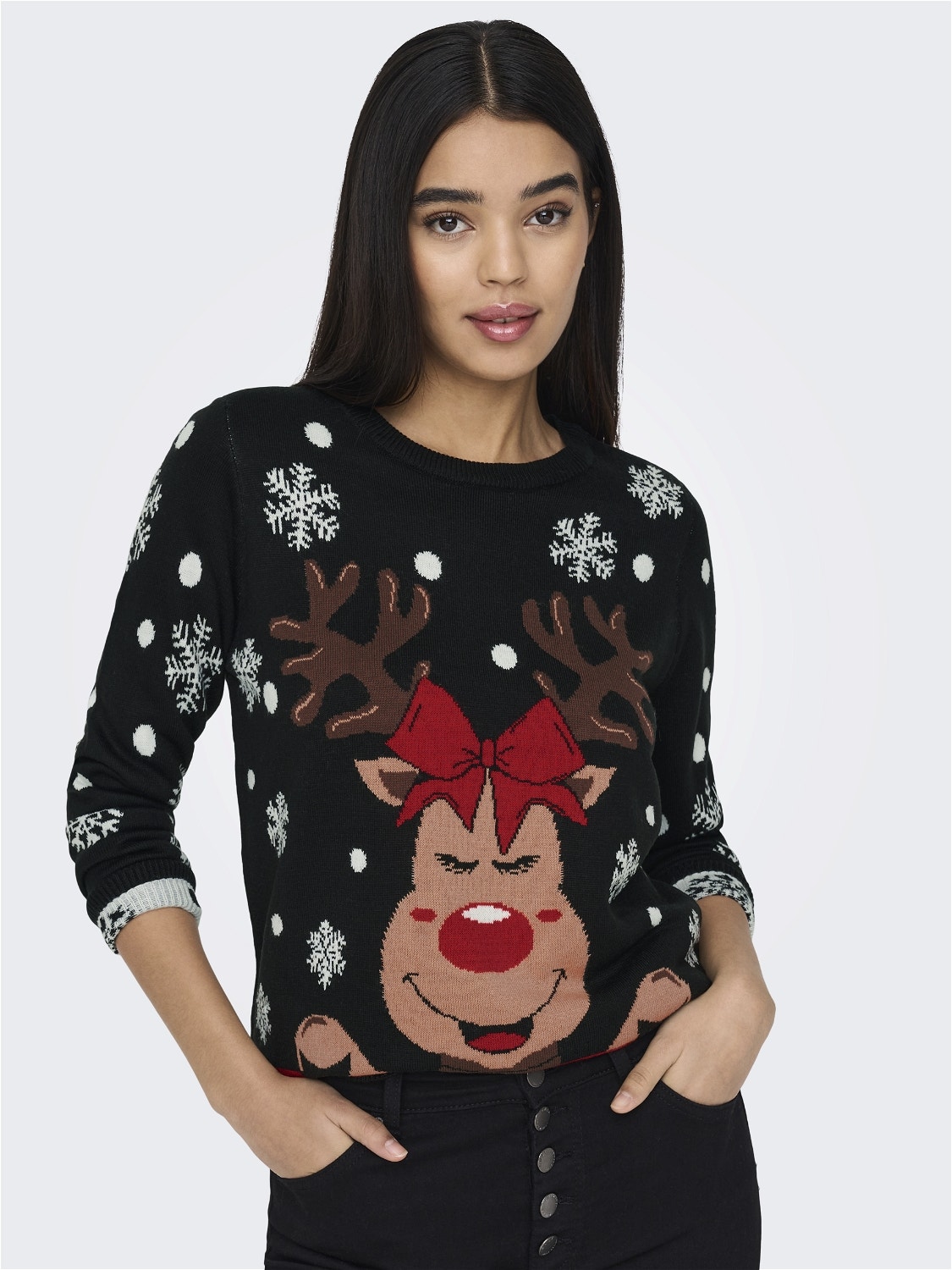 ONLY Knitted Christmas Pullover -Black - 15238375
