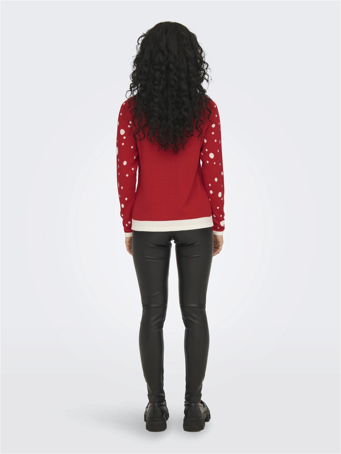 ONLY Knit Fit Round Neck Pullover -True Red - 15238375