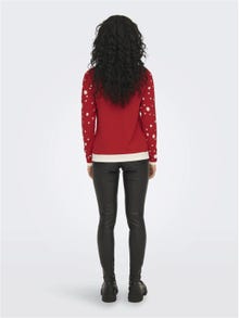 ONLY Knit Fit Round Neck Pullover -True Red - 15238375