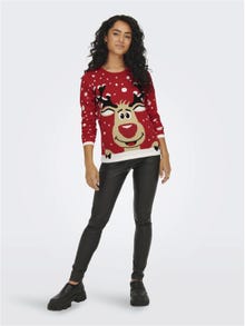 ONLY Knitted Christmas Pullover -True Red - 15238375