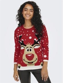 ONLY Knitted Christmas Pullover -True Red - 15238375