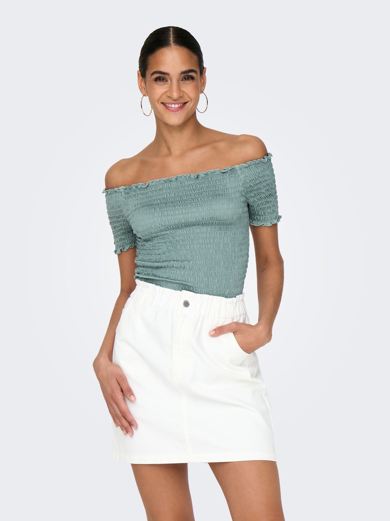 ONLY Off shoulder top -Chinois Green - 15238561