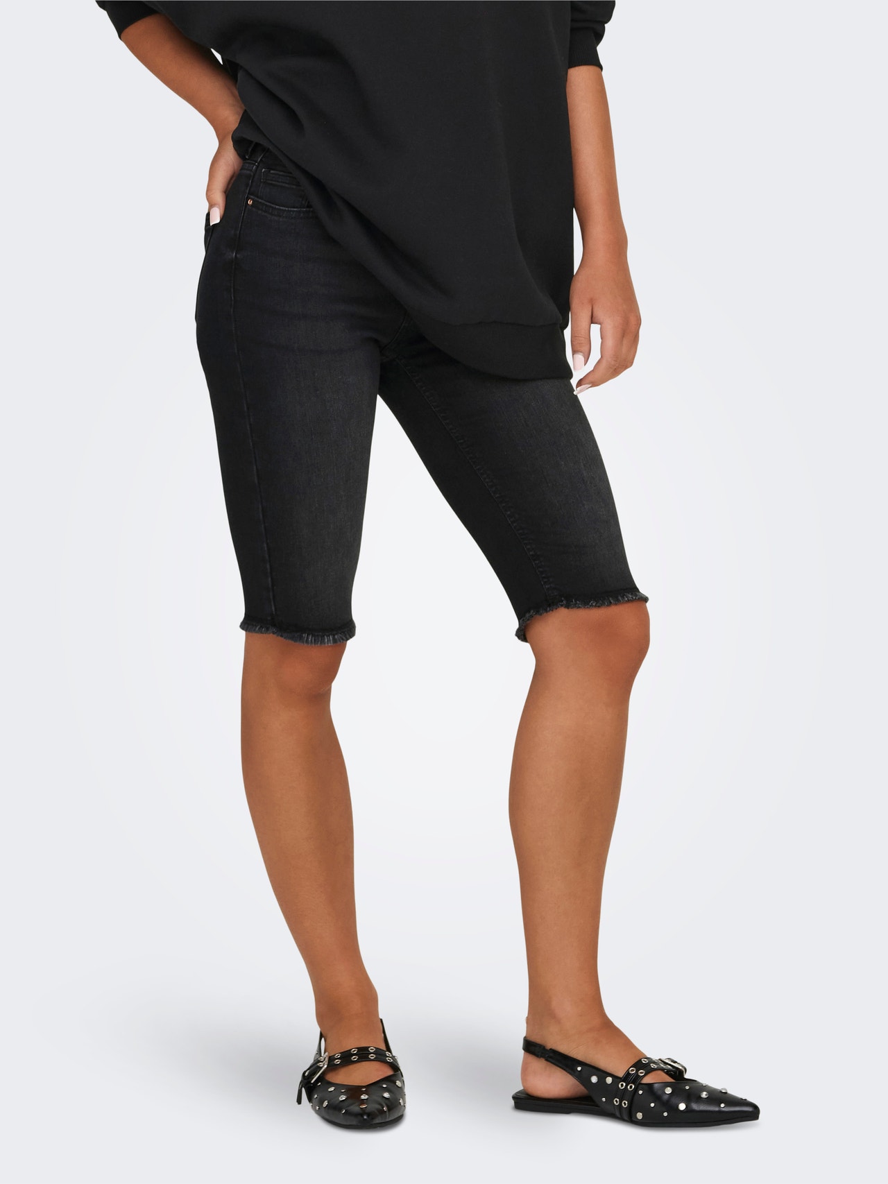 ONLY Regular fit Mid waist Shorts -Black Denim - 15239030
