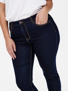 ONLY Skinny Fit Mittlere Taille Offener Saum Jeans -Dark Blue Denim - 15239071