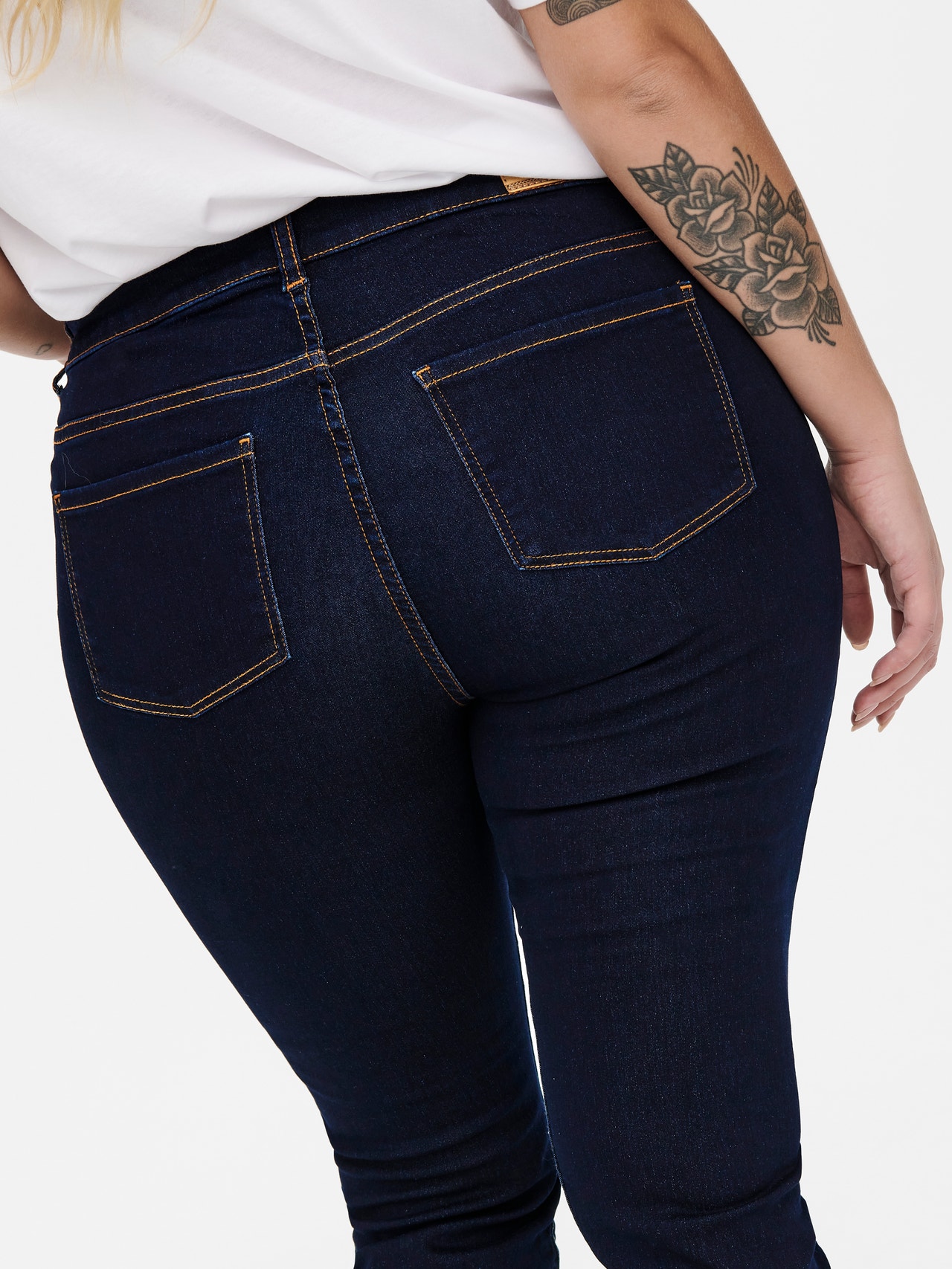 ONLY Skinny fit Mid waist Versleten zoom Jeans -Dark Blue Denim - 15239071