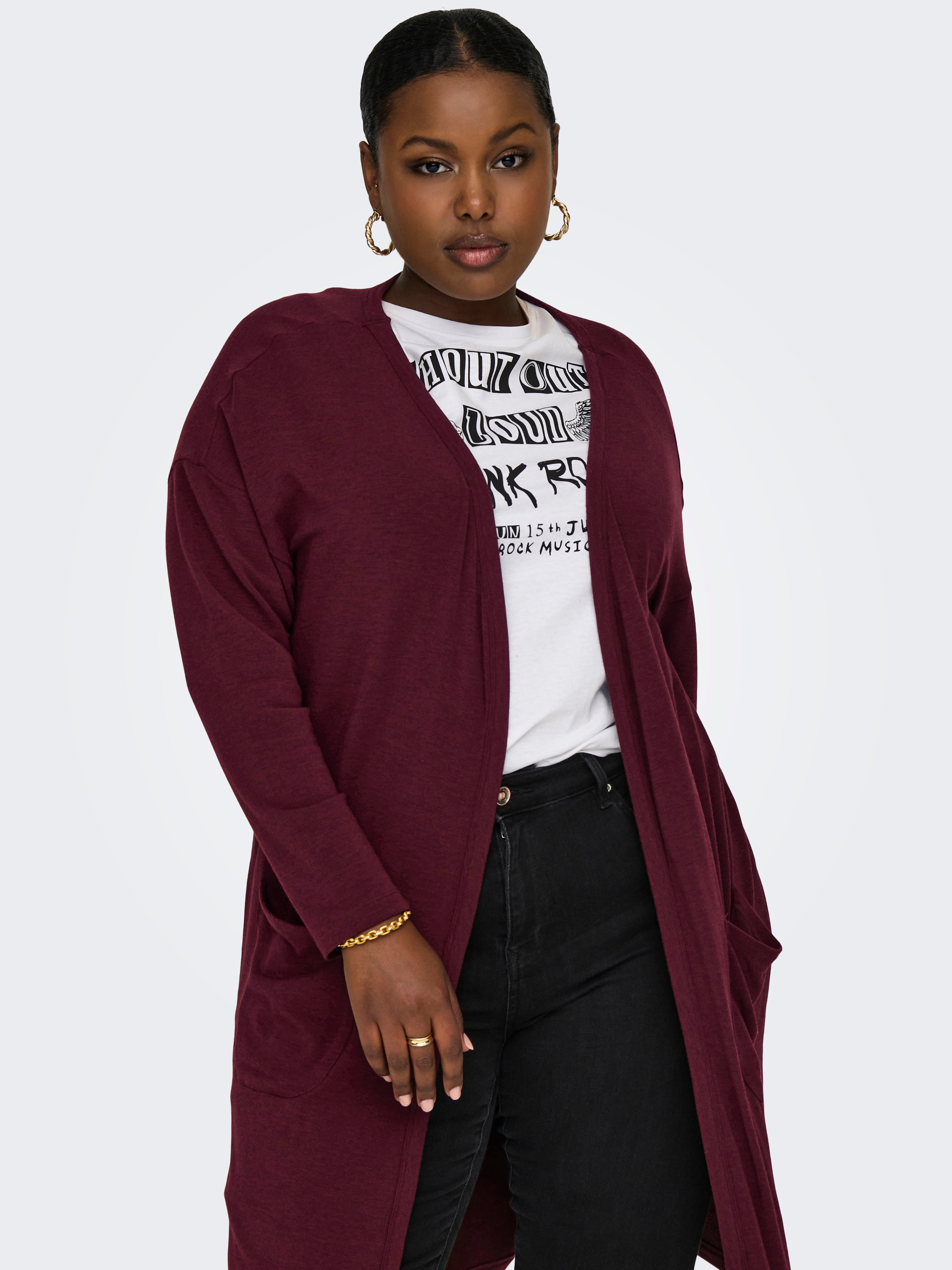 Dark red cardigan best sale