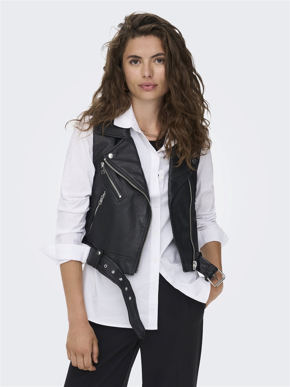 Womens leather sale biker waistcoat