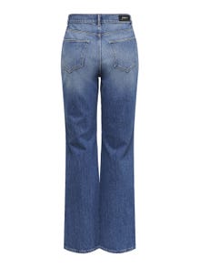 ONLY Jeans Loose Fit Taille haute Ourlets déchirés -Light Medium Blue Denim - 15239241