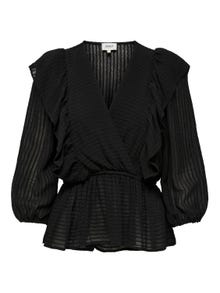ONLY Wrap frill Top -Black - 15239286