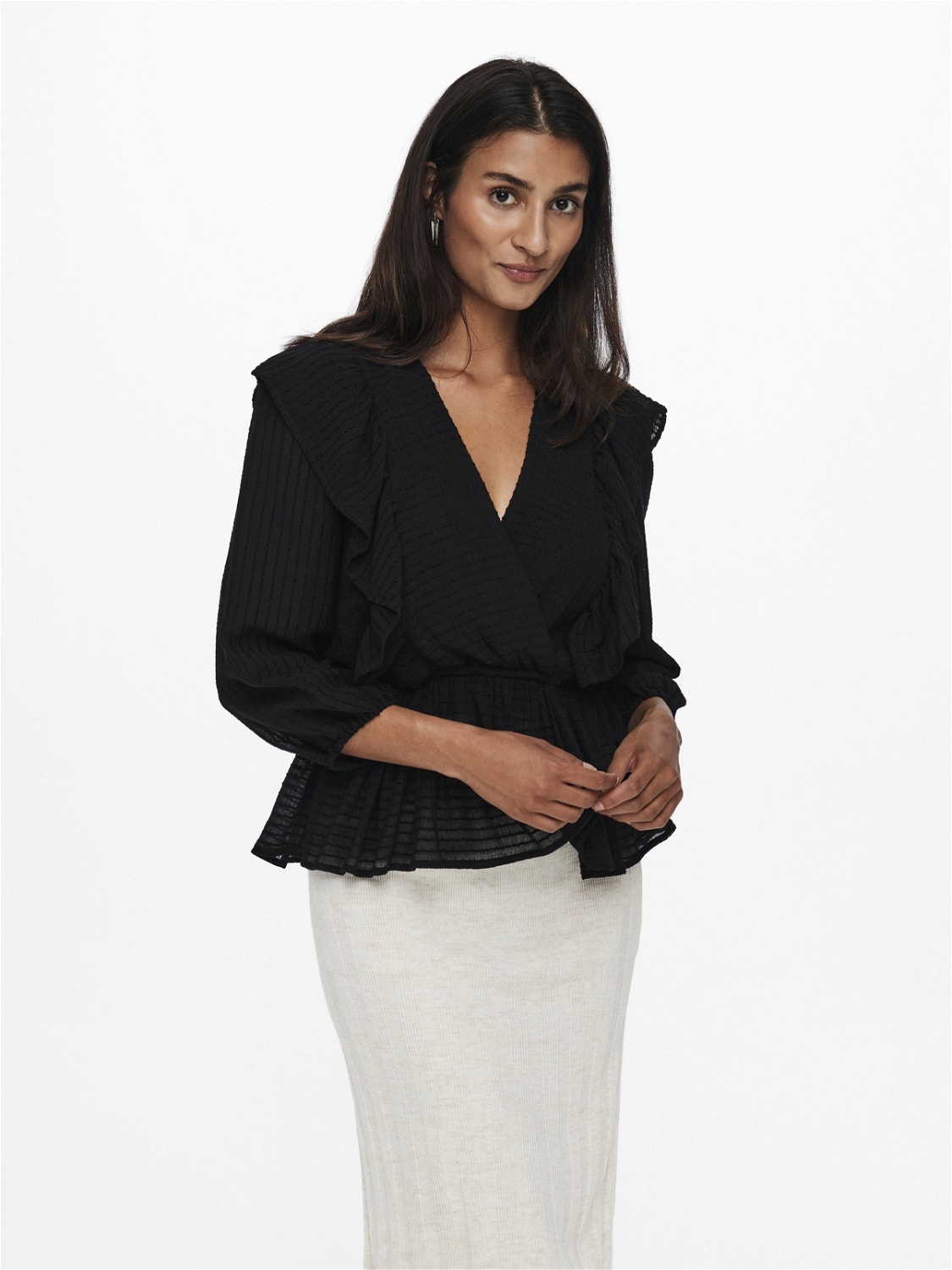 ONLY Wikkel ruches Top -Black - 15239286