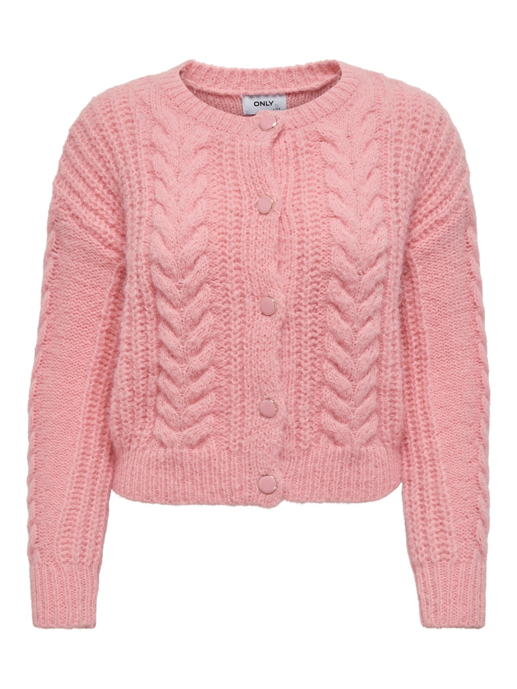 Cable Knitted Cardigan | Light Rose | ONLY®