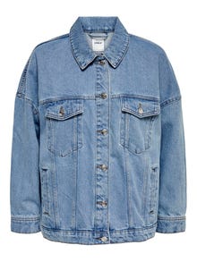 ONLY V-neck denim jacket -Medium Blue Denim - 15239685