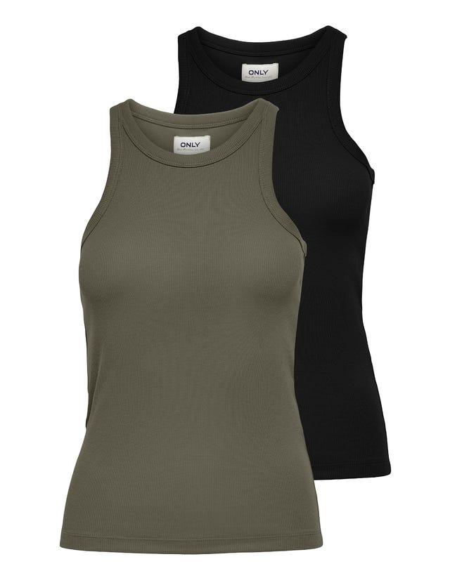 ONLY 2-pack u-neck tanktop - 15239781
