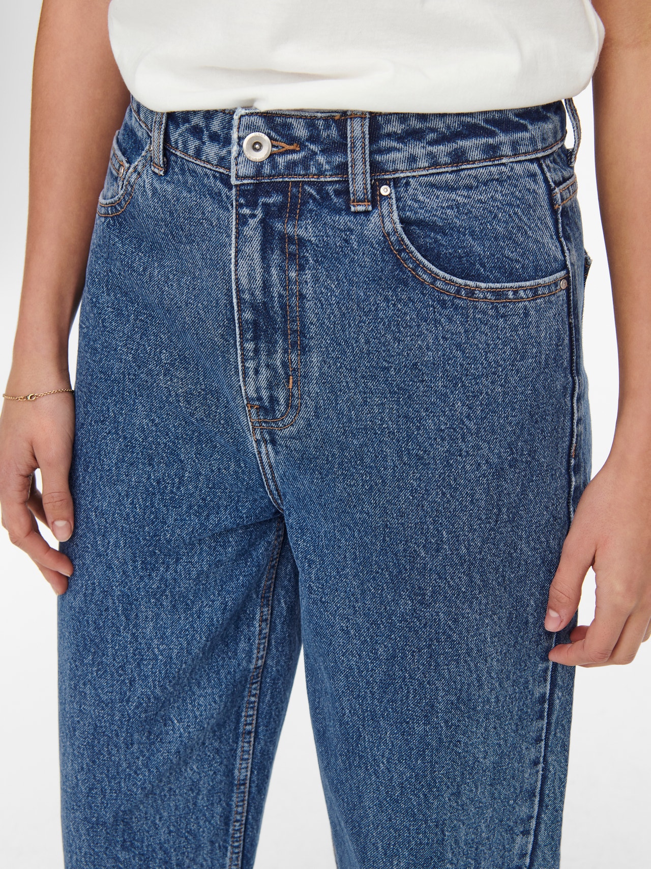 ONLY ONLDAD Taille haute Straight Fit Jeans -Light Blue Denim - 15239921