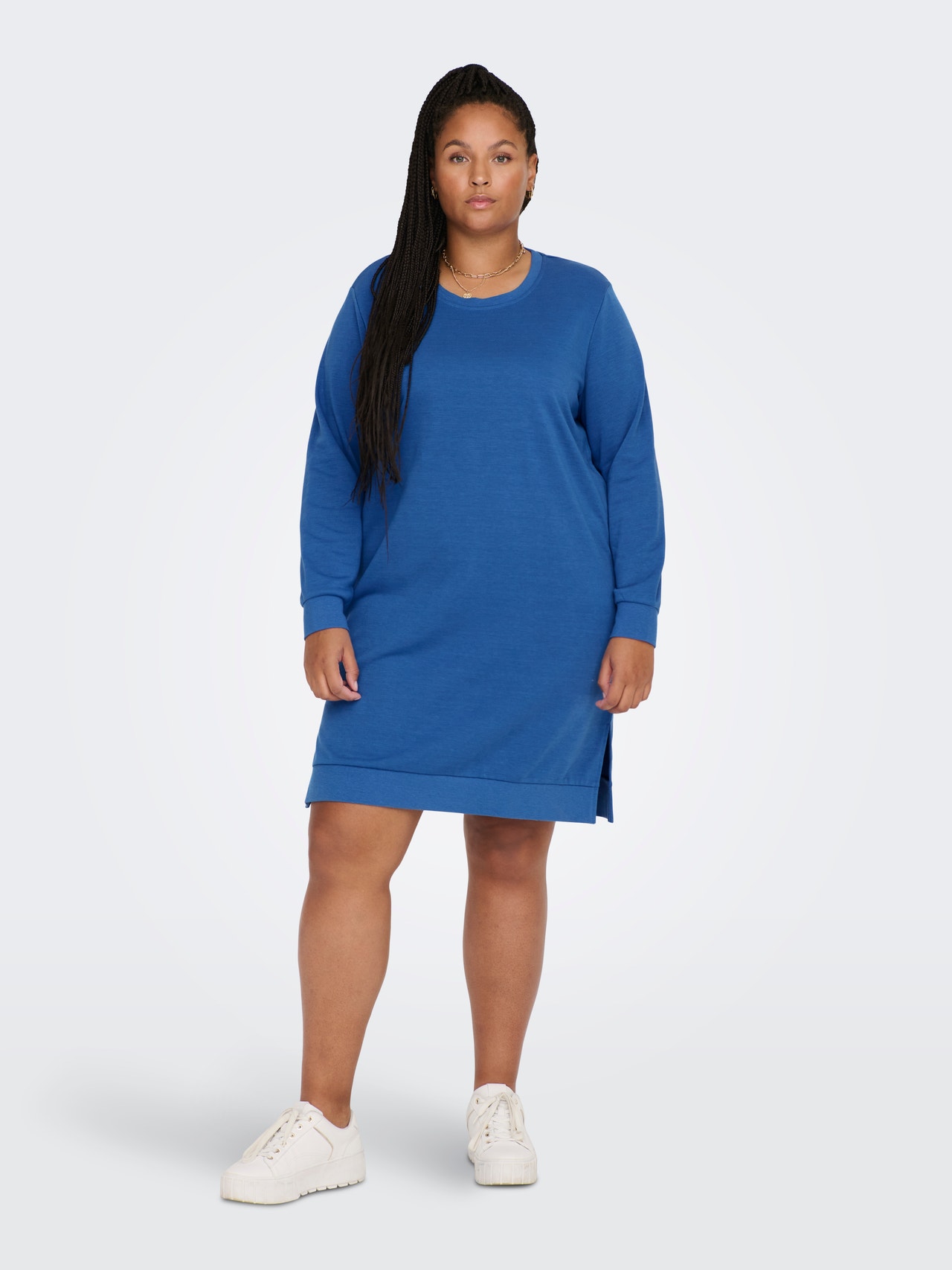 ONLY Curvy Sweat Kleid -Strong Blue - 15241143