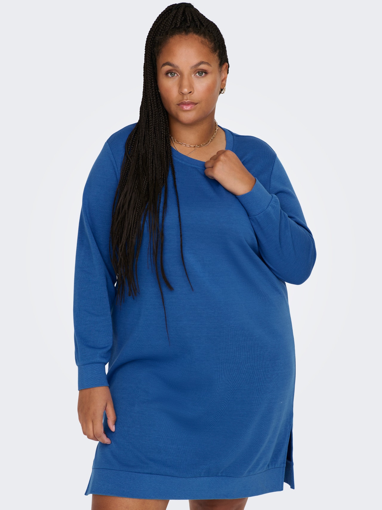 ONLY Curvy Sweat Kleid -Strong Blue - 15241143