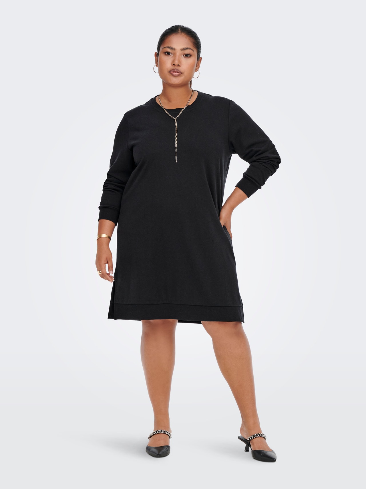 ONLY Curvy sweat Dress -Black - 15241143