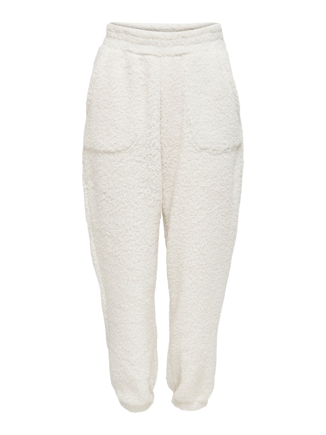 white teddy joggers