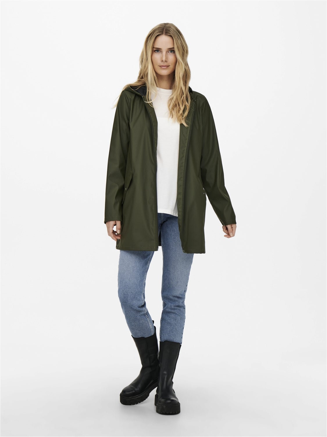 Olive green best sale rain jacket women's