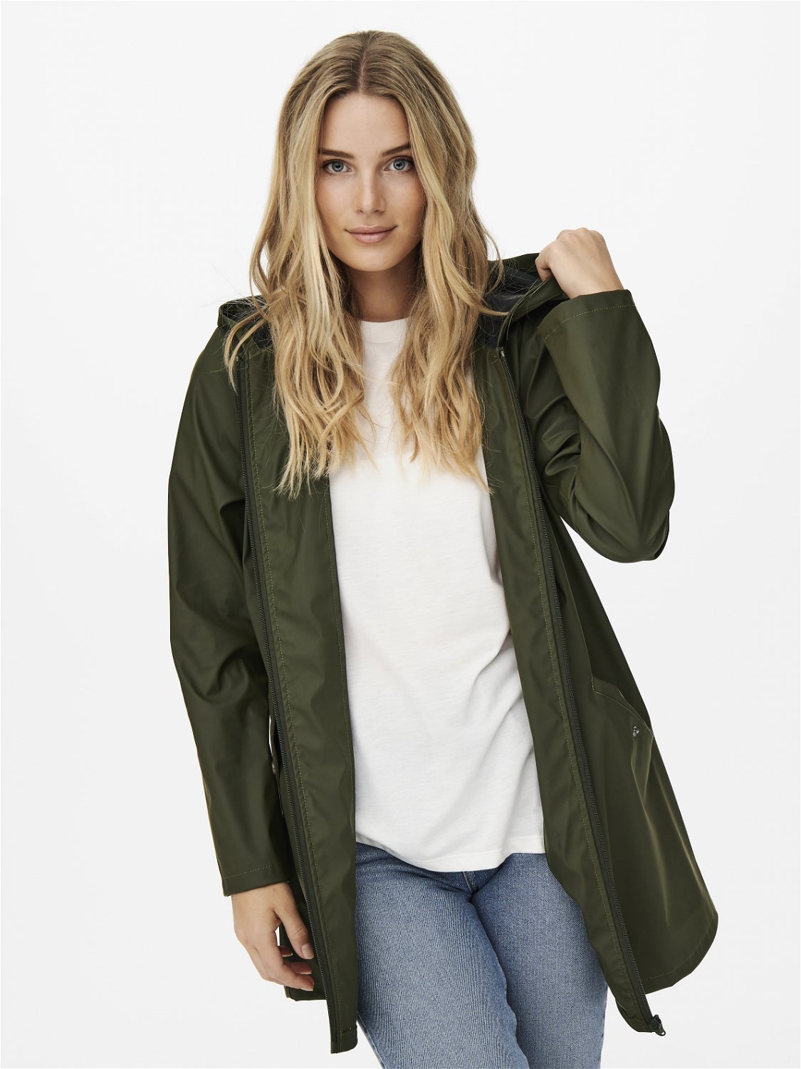 Olive green rain clearance jacket women's