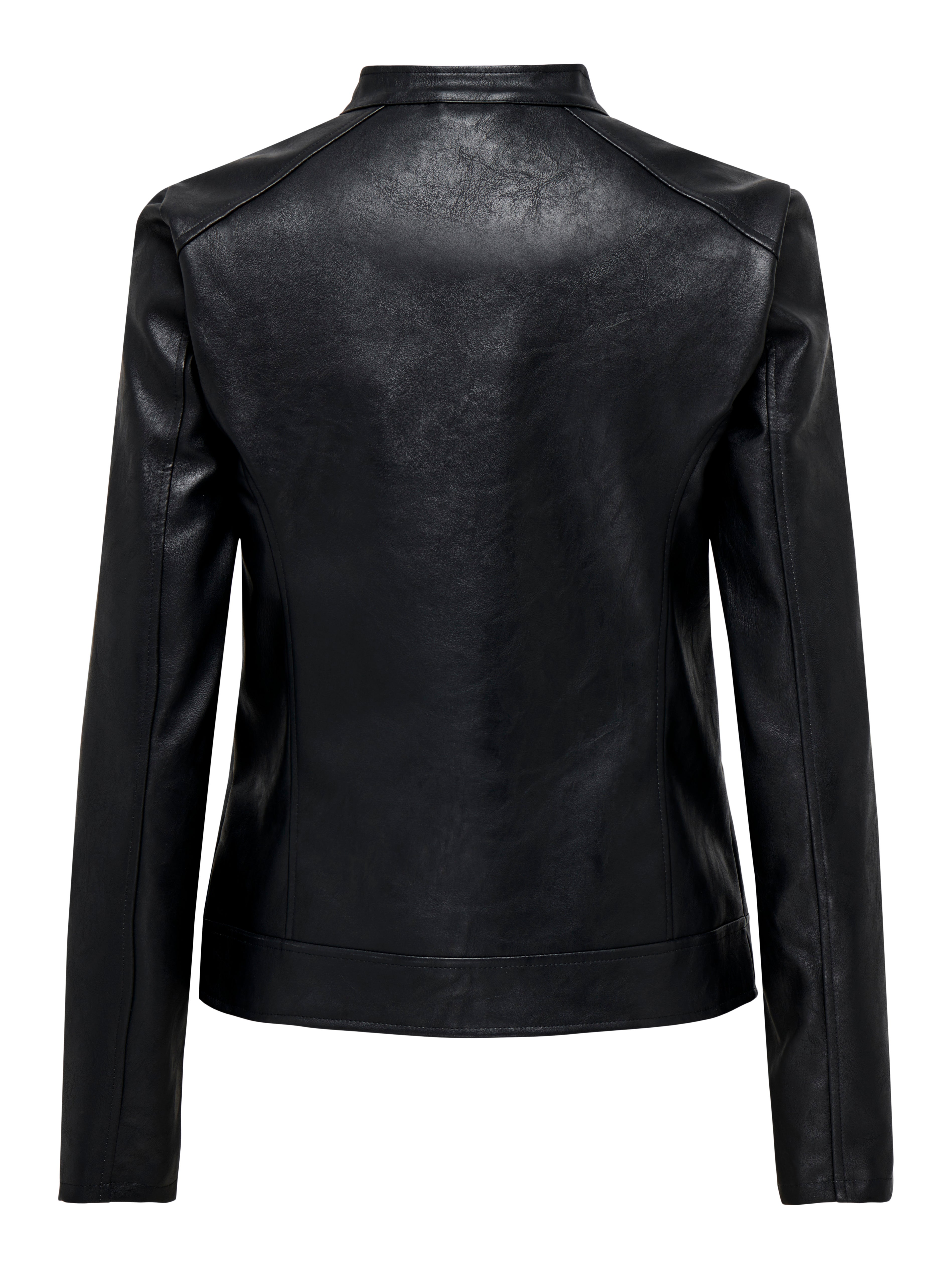 Faux leather hot sale zippered jacket