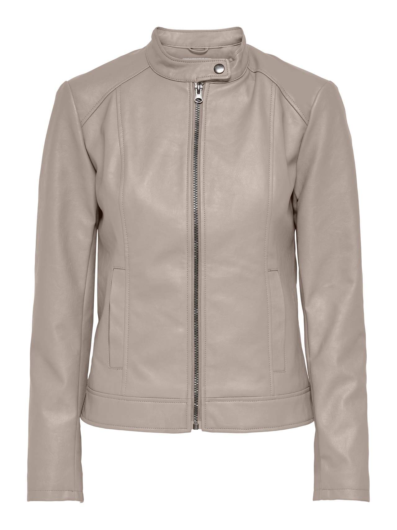 ONLY Zipper Faux Leather Jacket -Chateau Gray - 15241382
