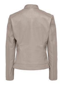 ONLY Zipper Faux Leather Jacket -Chateau Gray - 15241382
