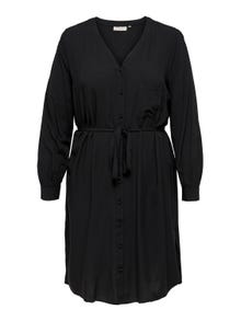 ONLY Robe longue Regular Fit Col en V Poignets boutonnés -Black - 15241811