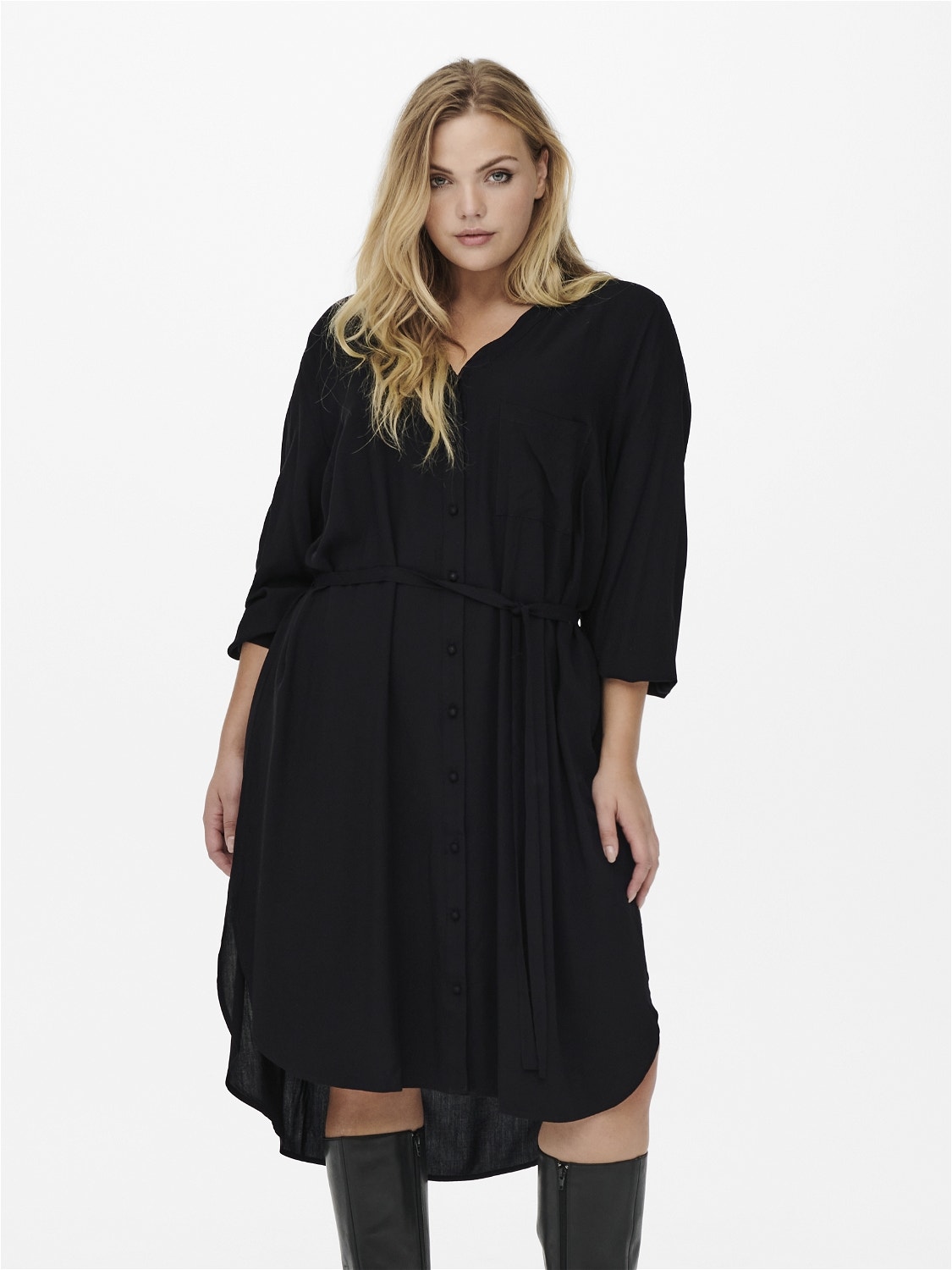 ONLY Curvy viscose Shirt dress -Black - 15241811
