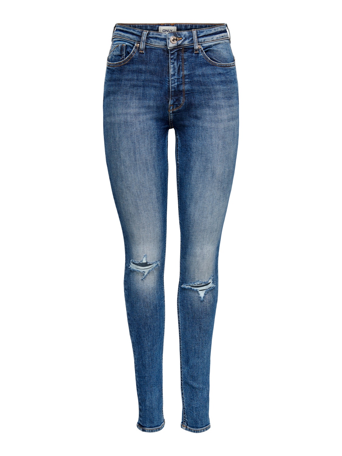 ONLY Skinny Fit Hohe Taille Jeans -Light Medium Blue Denim - 15241943