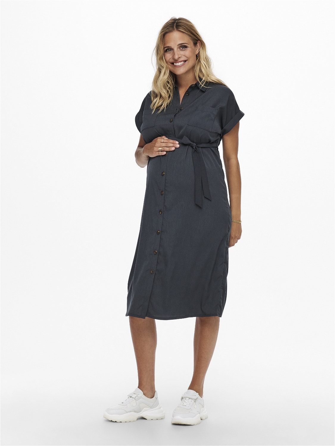 ONLY Loose Fit Shirt collar Short dress -India Ink - 15242105
