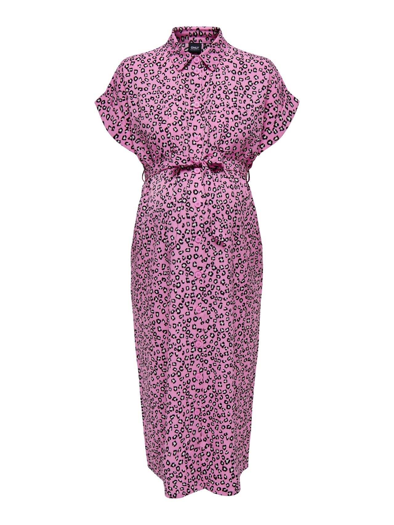 ONLY Locker geschnitten Hemdkragen Kurzes Kleid -Super Pink - 15242105