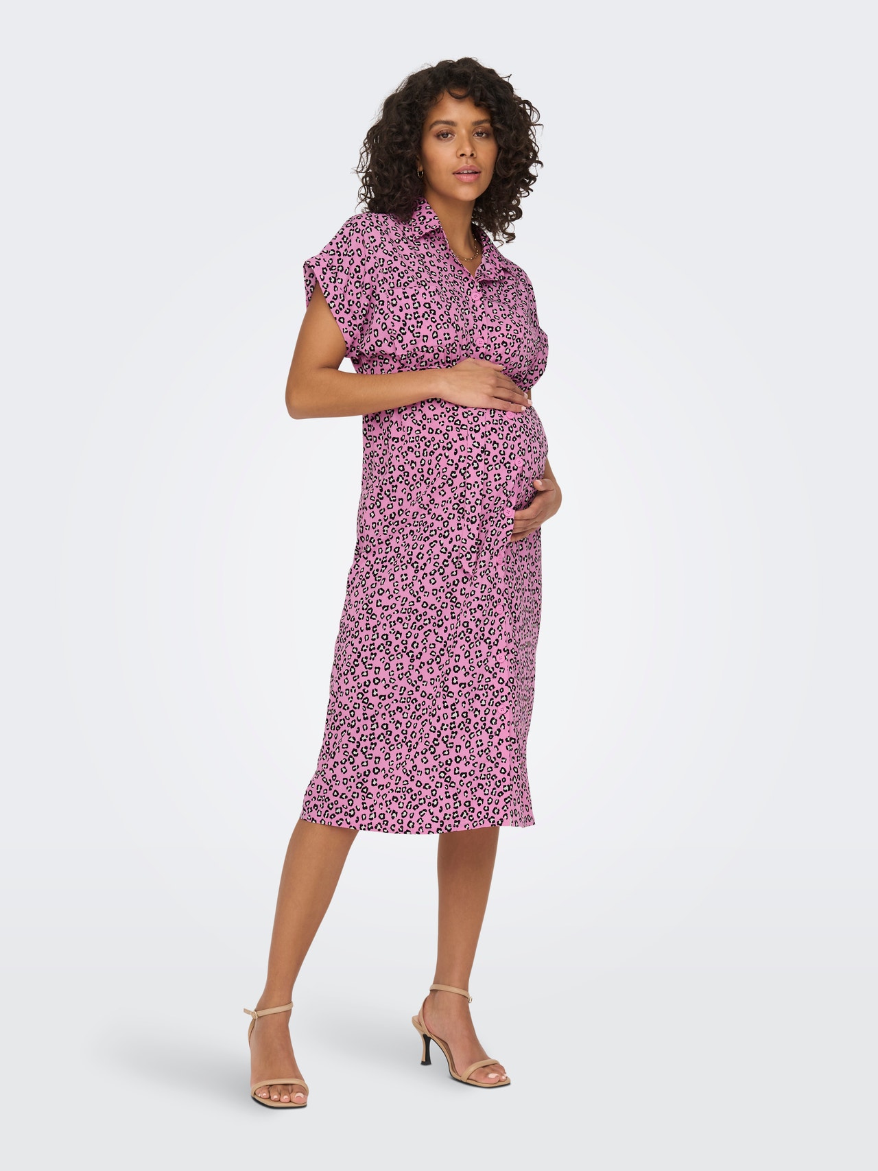 ONLY Loose fit Overhemd kraag Korte jurk -Super Pink - 15242105