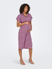 ONLY Kortärmad mammaklädsel Skjortklänning -Super Pink - 15242105