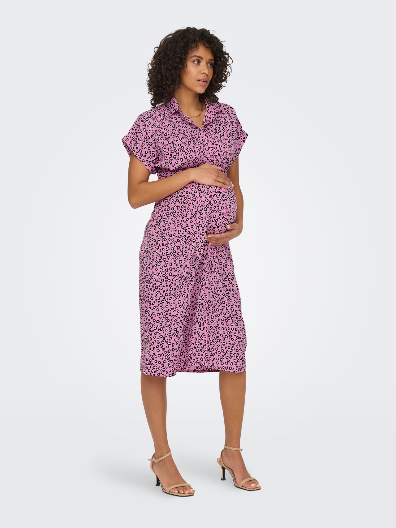 ONLY Mama kortærmet Skjortekjole -Super Pink - 15242105