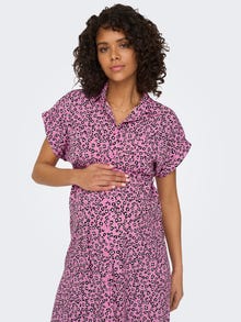 ONLY Locker geschnitten Hemdkragen Kurzes Kleid -Super Pink - 15242105