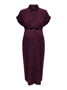 ONLY Loose Fit Shirt collar Short dress -Winetasting - 15242105
