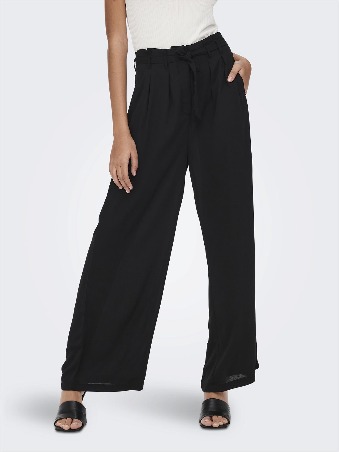 Black fitted cheap trousers