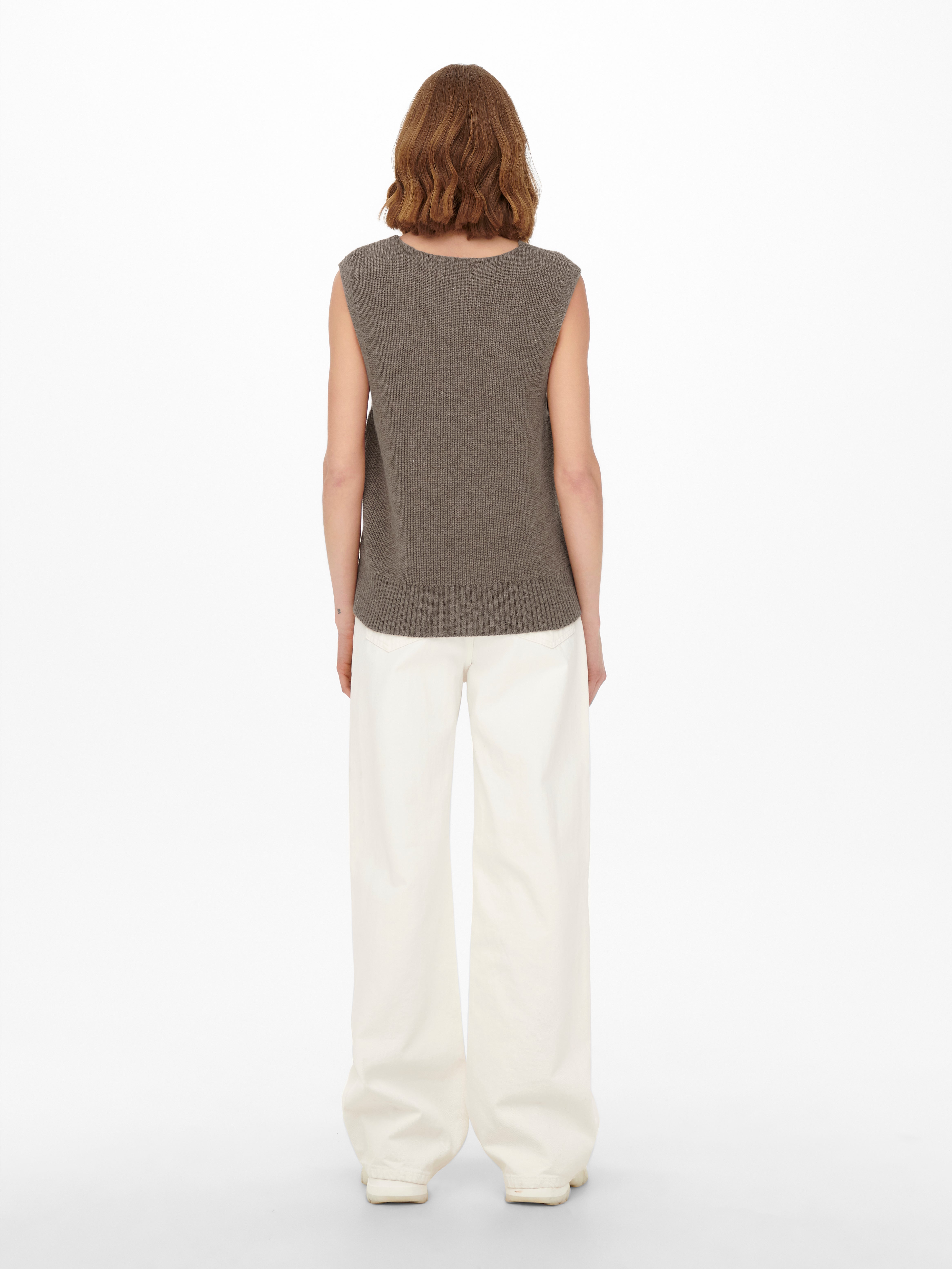 V-neck knitted Waistcoat | Light Brown 