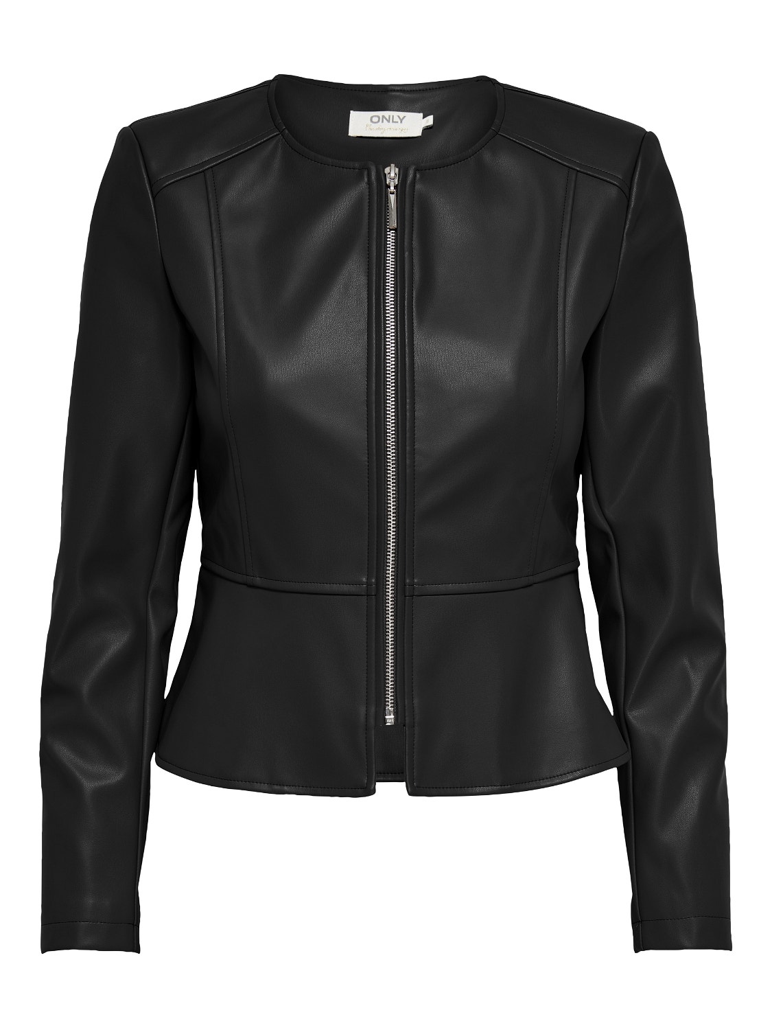 ONLY Peplum detailed Faux Leather Jacket -Black - 15242271