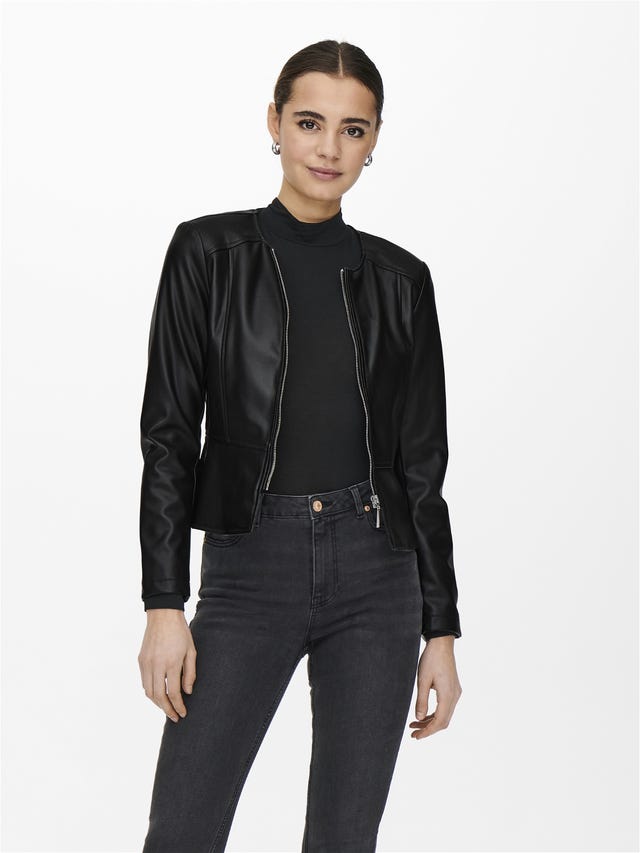 ONLY Peplum detailed Faux Leather Jacket - 15242271