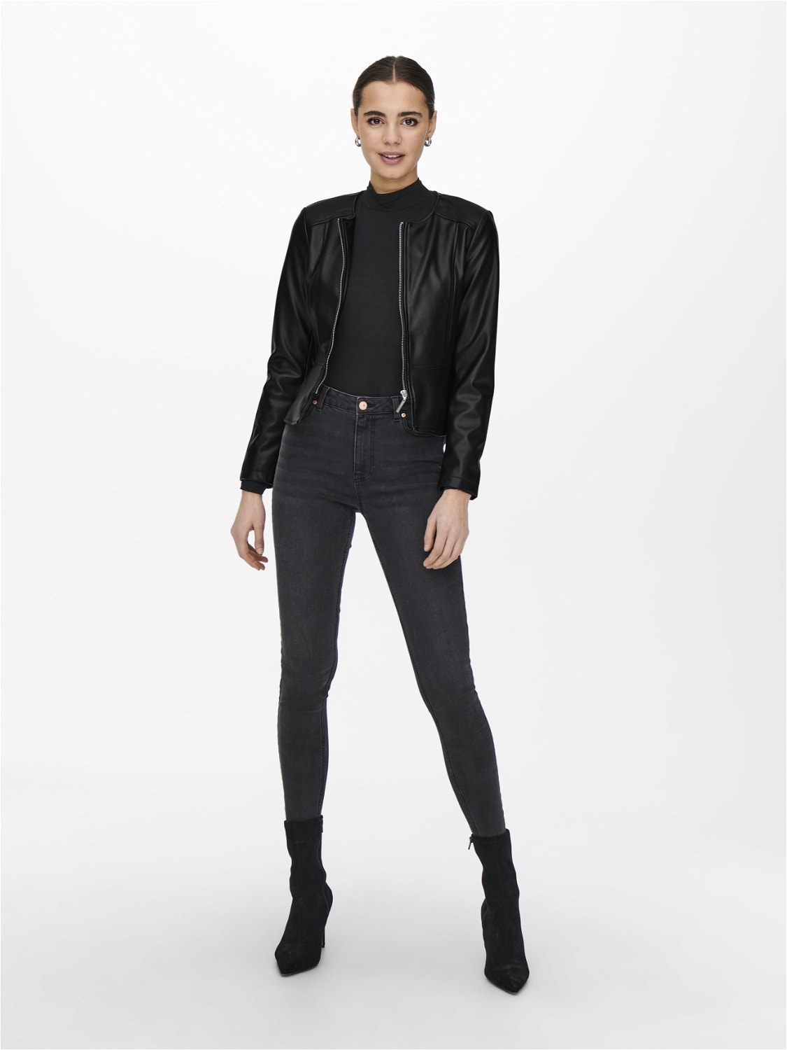 ONLY Short Leather Jacket -Black - 15242271