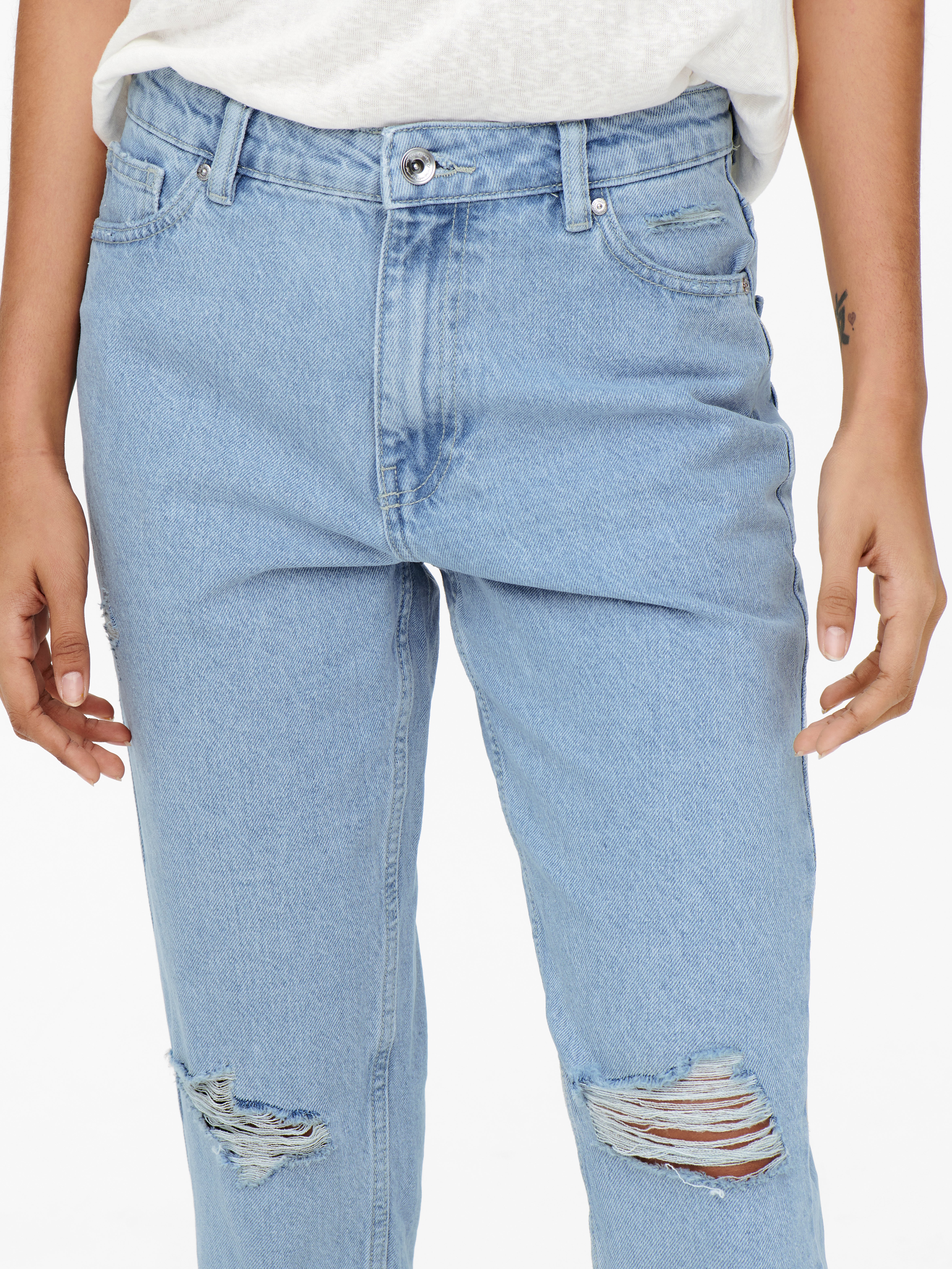 Short en denim à pompon taille haute pour femmes