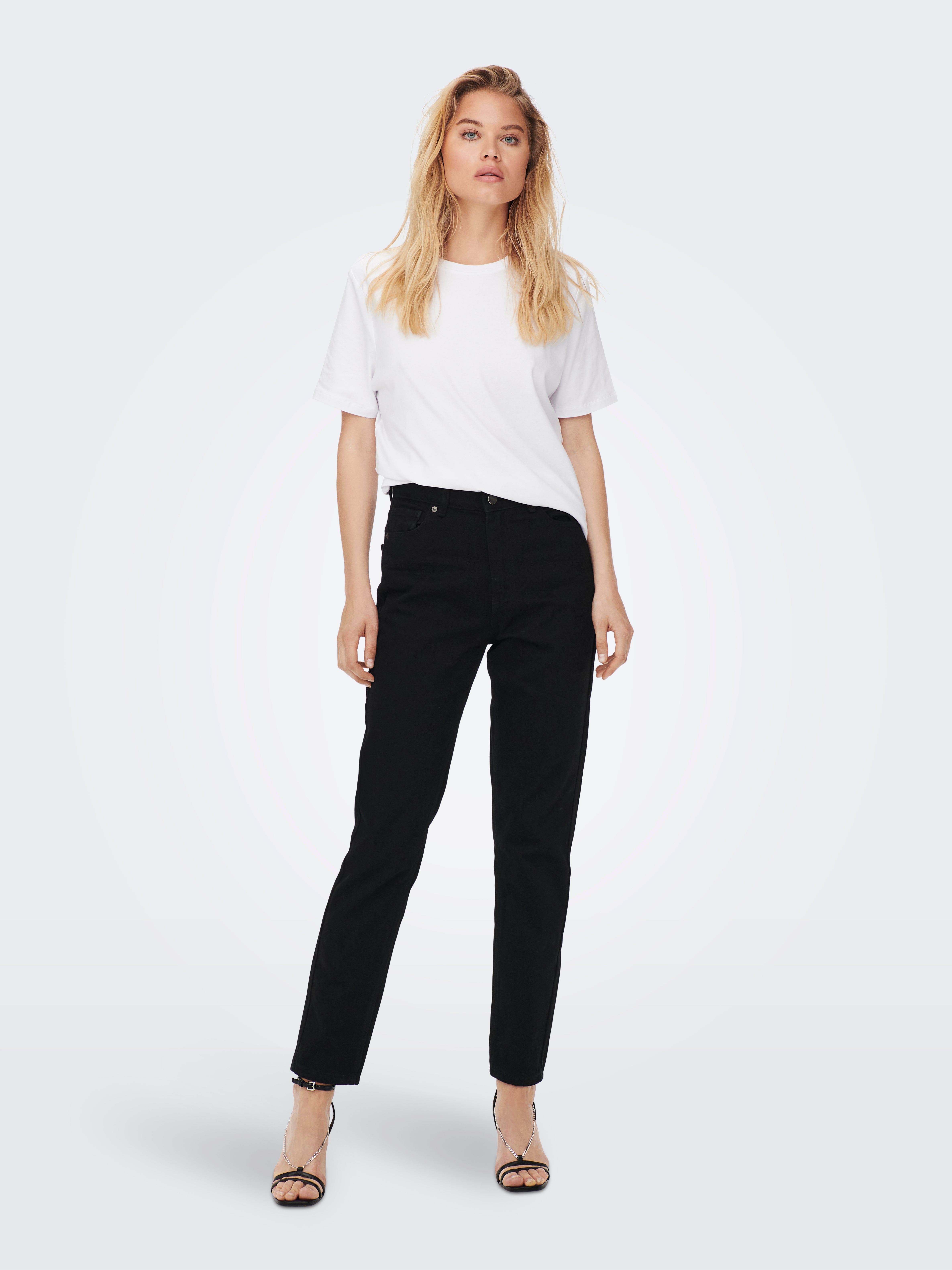 Jeans noir online mom